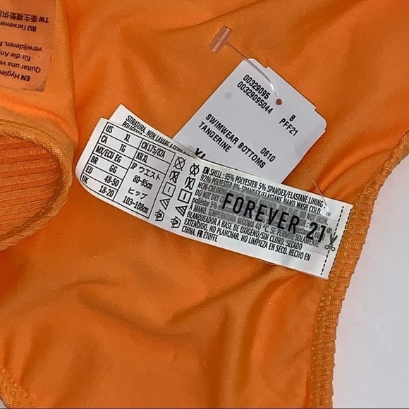 Forever 21 Size XL Tangerine High Leg Bikini Swim Bottom Textured NEW NWT - Picture 4 of 5
